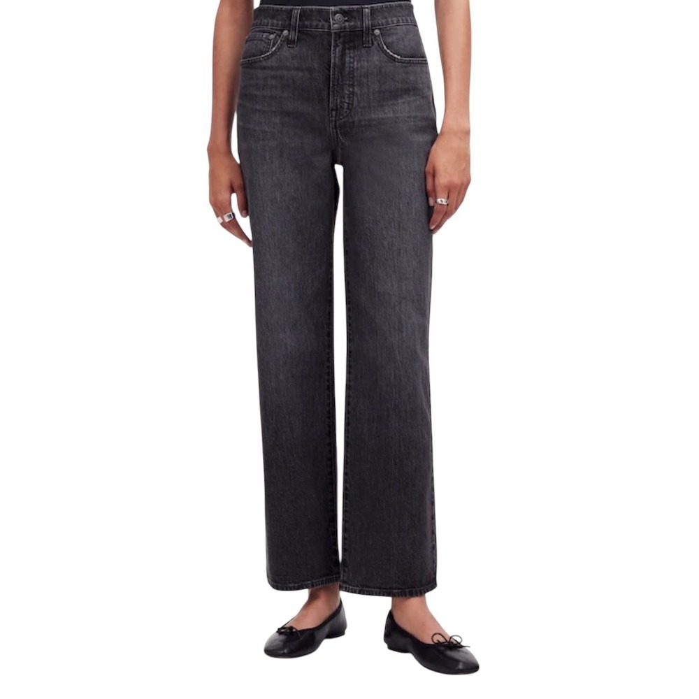 Madewell The Perfect Vintage Wide-Leg‎ Jean Washed Black Denim Size 24